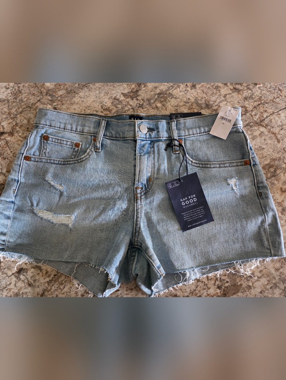 GAP Light Blue Raw Hem Denim Cutoff Shorts 3" Size 27 NWT ❤️